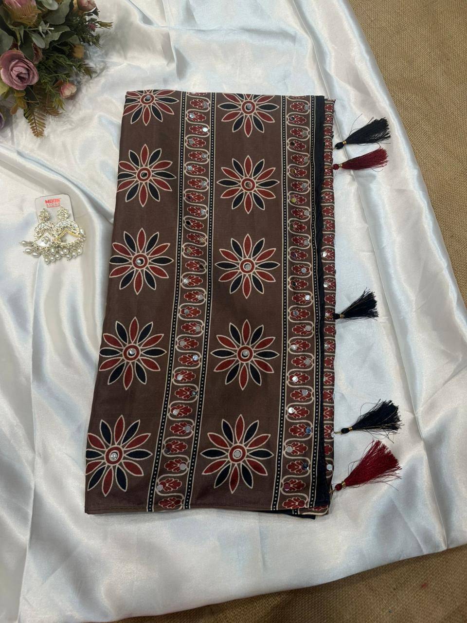 Ajrakh Aaina – Designer Mirror Silk Saree